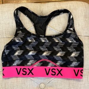 VSX Black and Pink Patterned Sports Bra